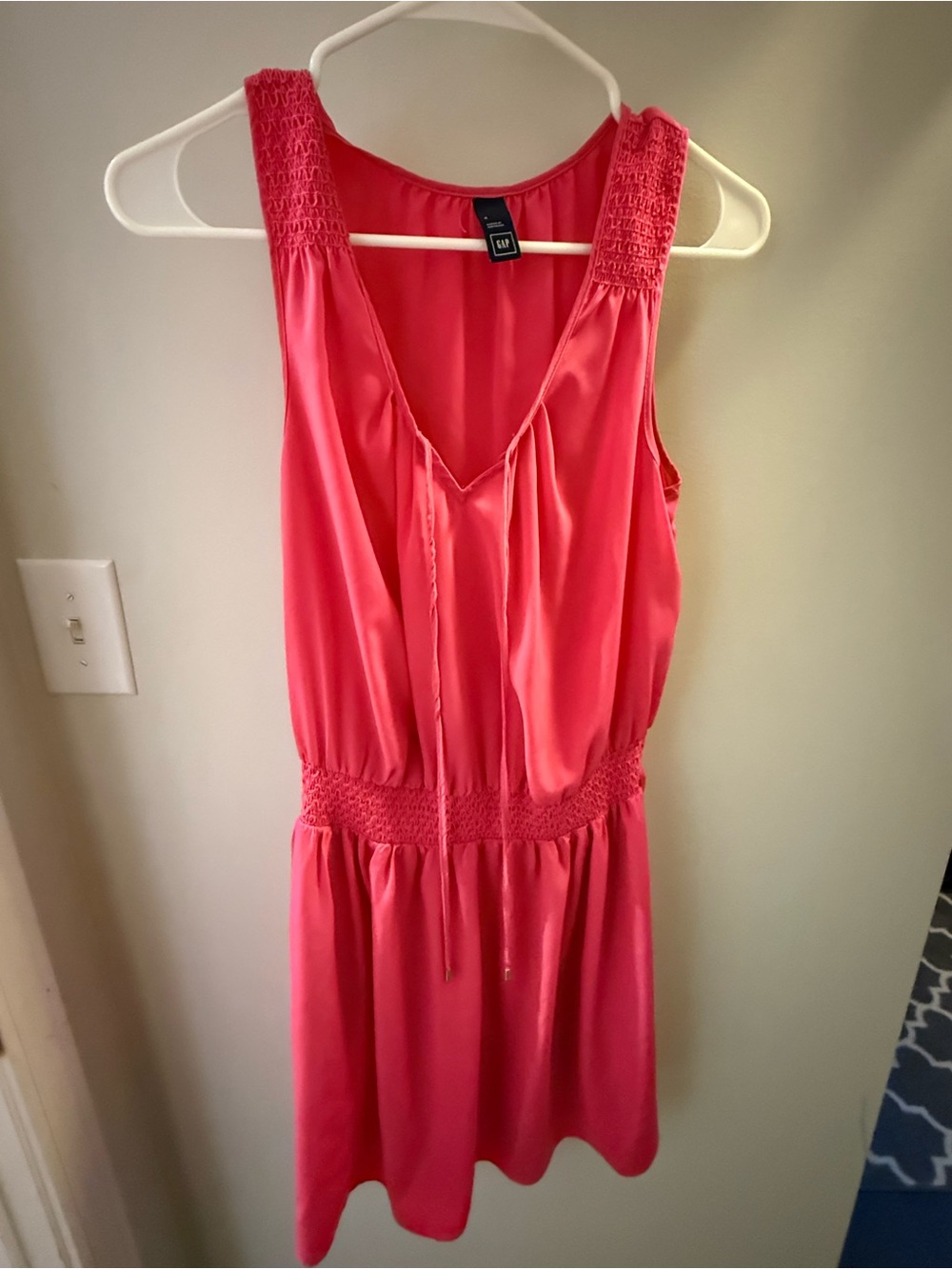 GAP Coral Pink Sleeveless Smocked Waist Dress